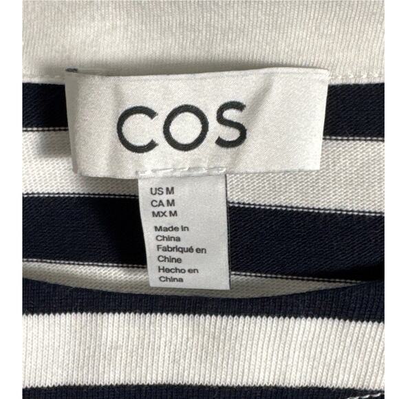 COS Women's Breton Striped Navy & White Top Size M - Picture 5 of 12
